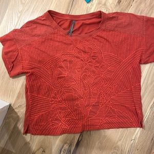 Anthro Embroidered Red Top, Large